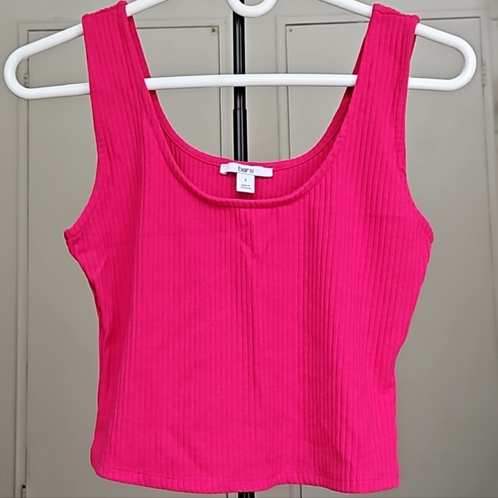 Bar III Scoop Neck Cropped Tank Top | Hot Pink